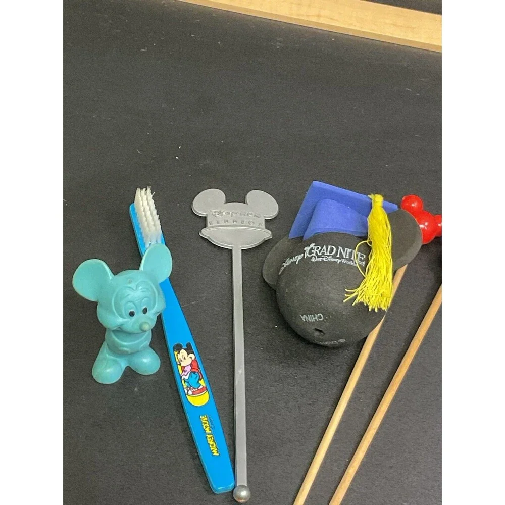 Vintage Disney Mickey Mouse Lot Figure Toothbrush Grad Night